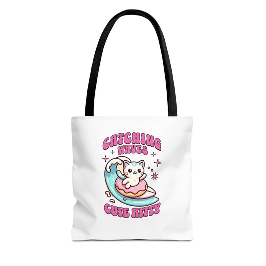 Catching Waves Cute Kitty Tote Bag - Fun & Stylish for Cat Lovers