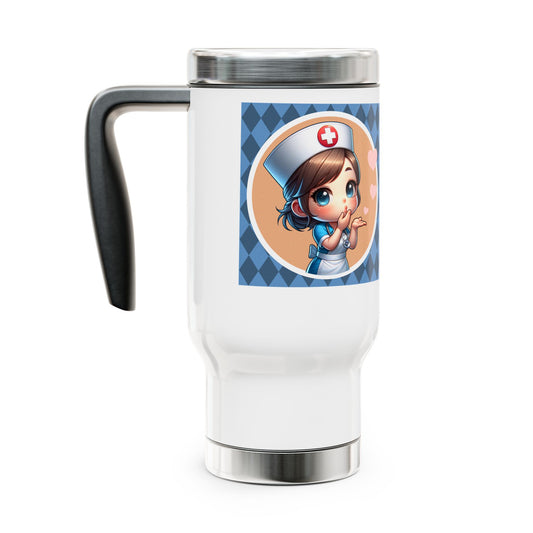 Cute Nurse Stainless Steel Travel Mug - 14oz Coffee Cup with Handle