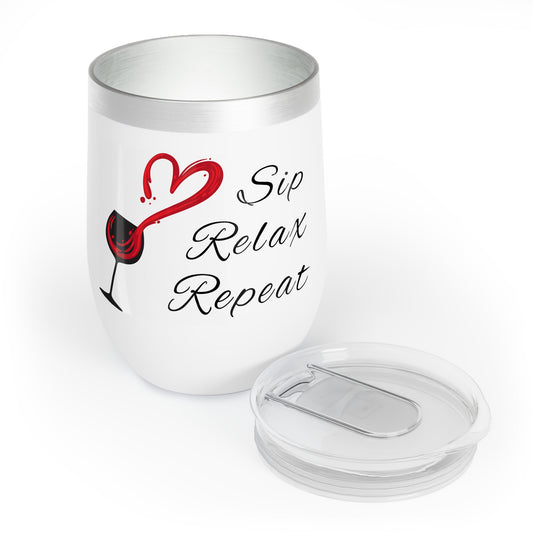 Sip Relax Repeat Wine Tumbler - Insulated Stemless Cup for Chill Moments