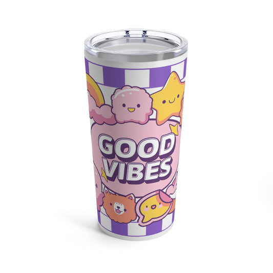 Good Vibes 20oz Tumbler - Cute Kawaii Design for Daily Use and Gifting